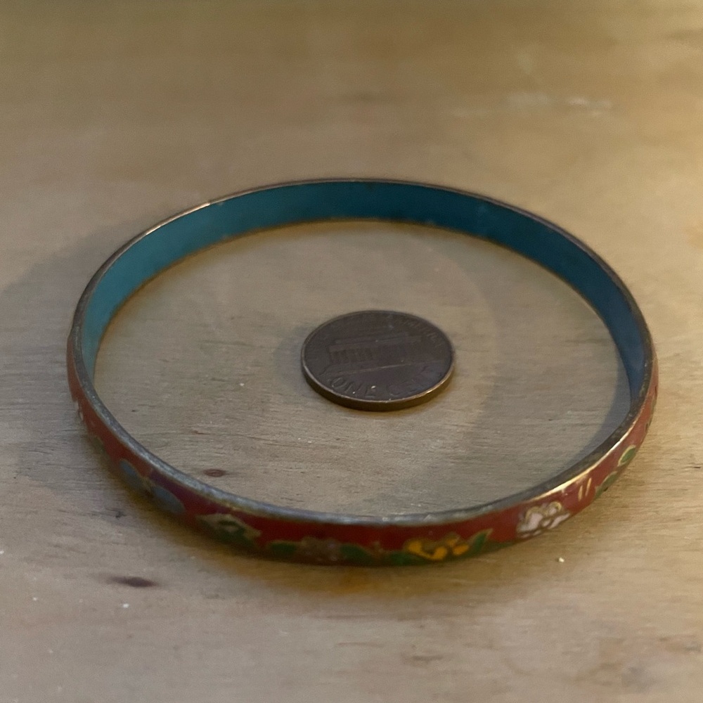 Old Chinese Cloisonné Bangle Bracelet - Picture 2 of 8